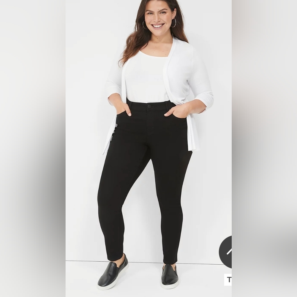 Lane Bryant Signature Fit Flex Magic Waistband Mid Rise Skinny‎ Jeans Black 16P